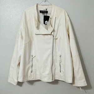 Lane Bryant  NWT White Faux Leather Jacket Size 26/28